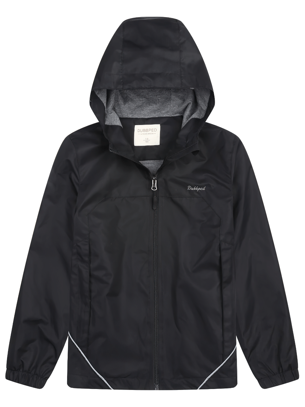 Black Lightweight Zip-Up Jacket with Hood and Pockets - SF3687 for stylish outdoor wear.