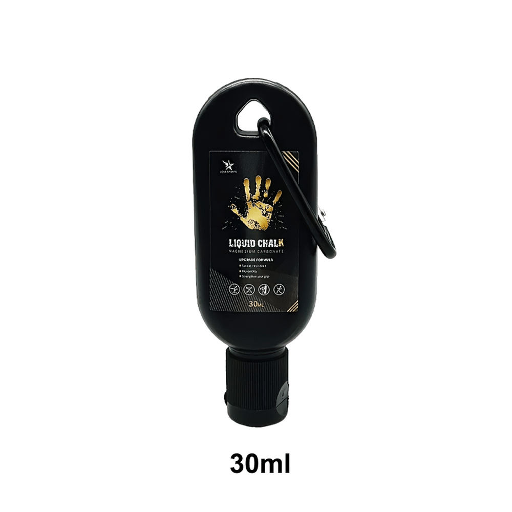 Liquid Chalk for Grip Strength and Sweat Absorption - SF3554 in a portable 30ml bottle with carabiner hook for easy use.