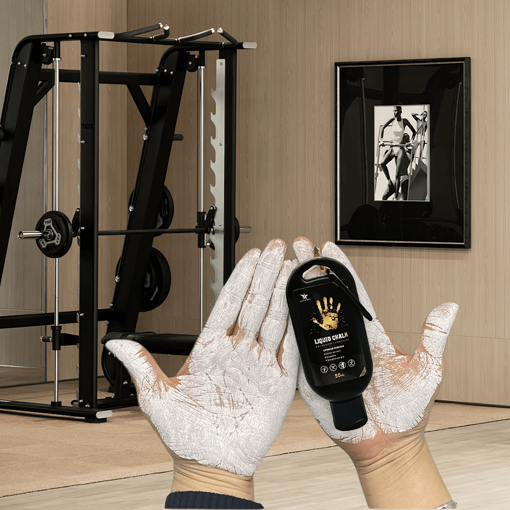 Liquid Chalk for Grip Strength and Sweat Absorption - SF3554 in gym setting showing anti-slip formula on hands