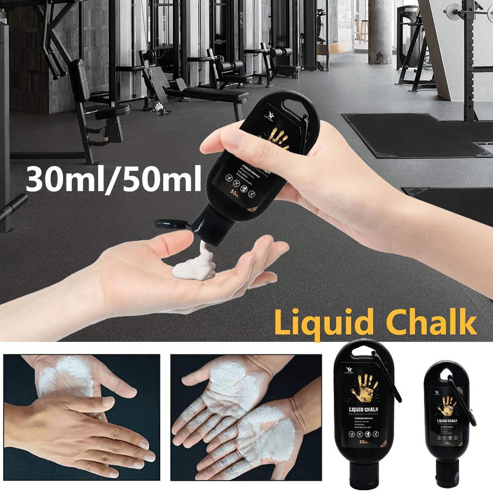 Applying Liquid Chalk for Grip Strength and Sweat Absorption - SF3554 in a gym.