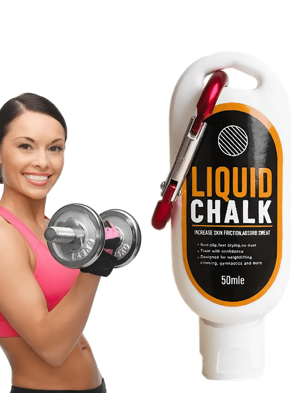 Athlete with weights using Liquid Chalk for Gym and Weightlifting - SF3552 for enhanced grip and performance.