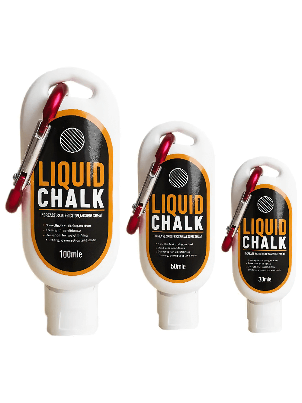 Three bottles of Liquid Chalk for Gym and Weightlifting - SF3552 featuring easy-squeeze design for enhanced grip during workouts.