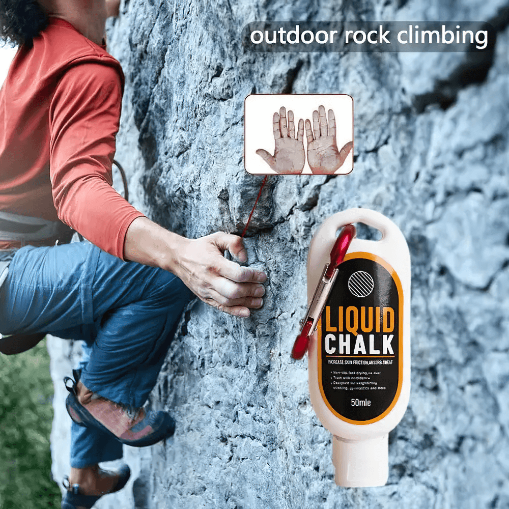 Outdoor climbing with Liquid Chalk for Gym and Weightlifting - SF3552 enhancing grip; magnesium powder in use.