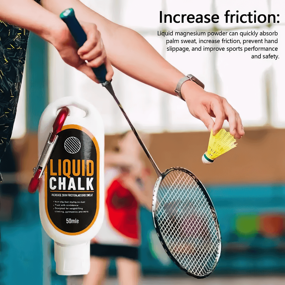 Liquid Chalk for Gym and Weightlifting - SF3552 enhancing badminton grip with fast-drying magnesium powder for improved control.