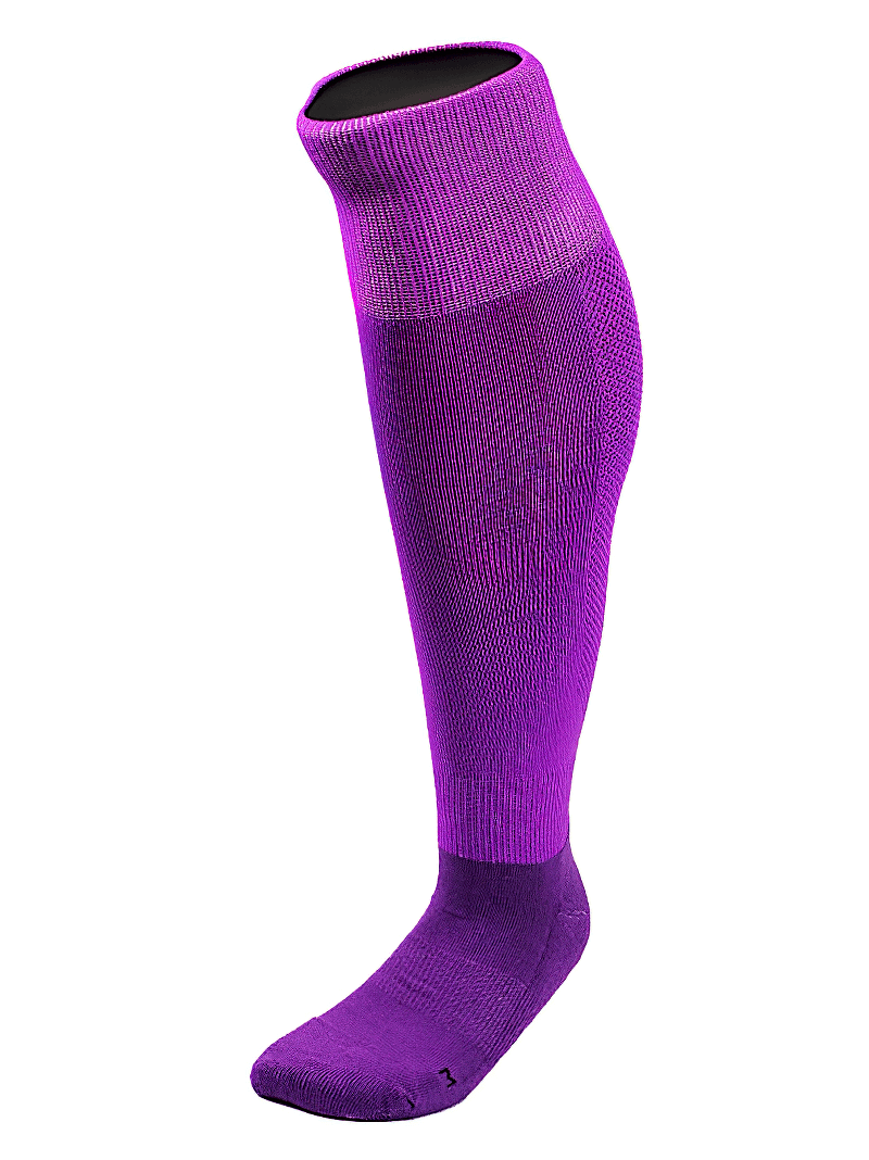 Long purple anti-skid football sock for men, featuring quick-dry, stretchable material ideal for training and sports.