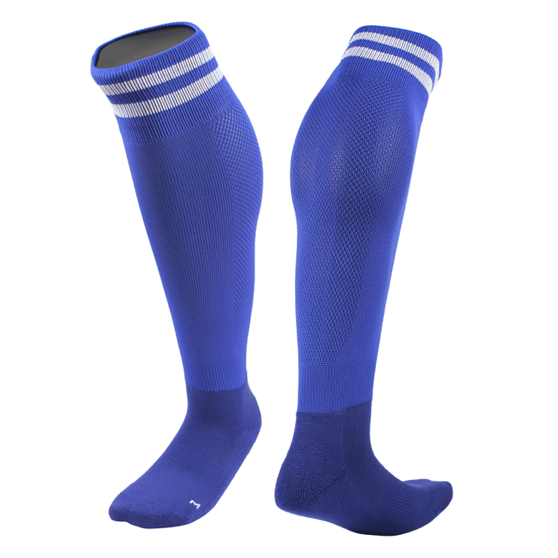 Blue long anti-skid football socks for men, quick-dry sports socks, designed for superior comfort and training performance, style SF1424.