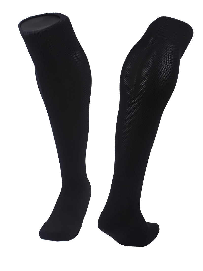 Long anti-skid football socks for men, black quick-dry sports design, superior comfort and performance, SF1424.