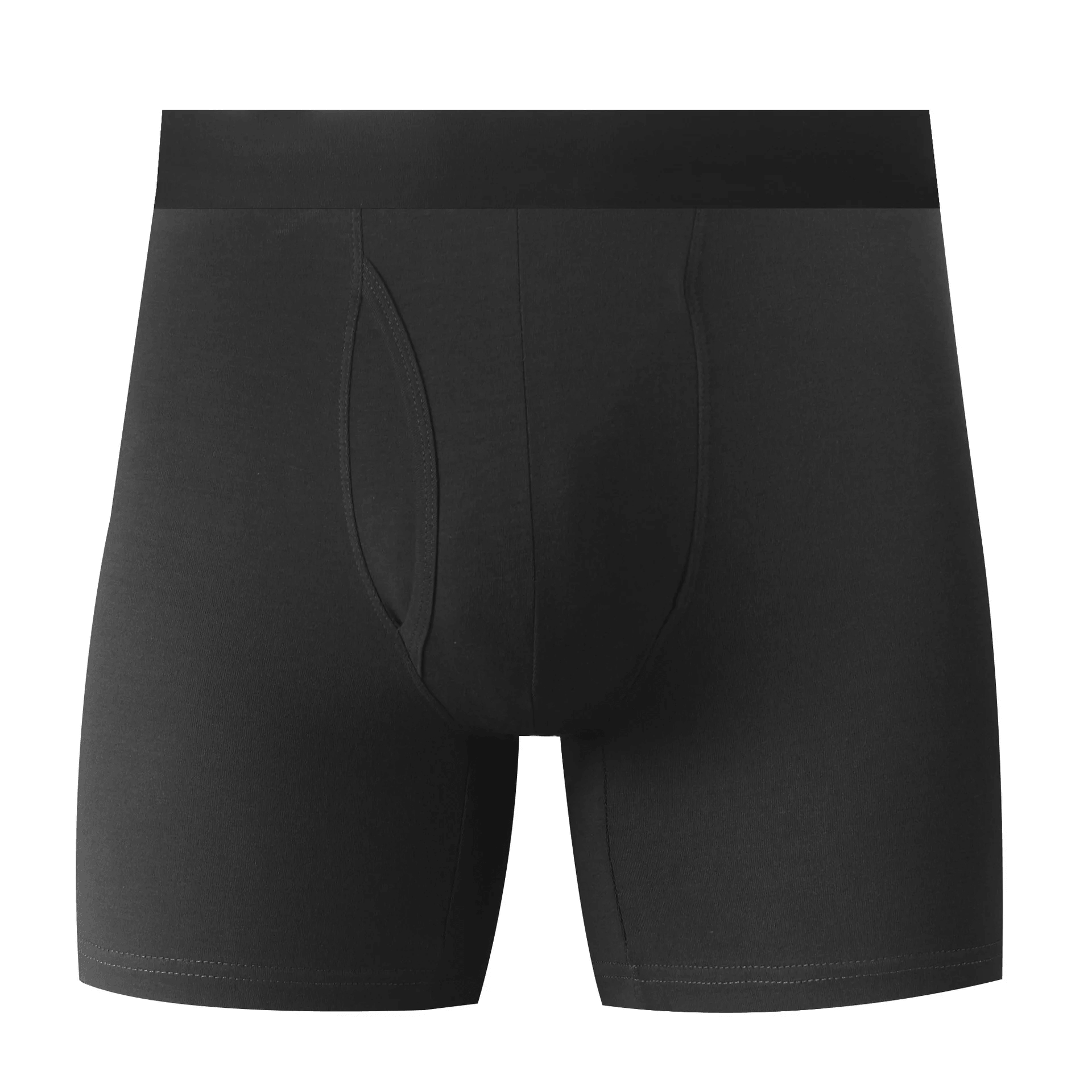 Long Boxer Briefs with Stretch Cotton Fit - SF4709 in sleek black design, perfect for daily wear and sports.