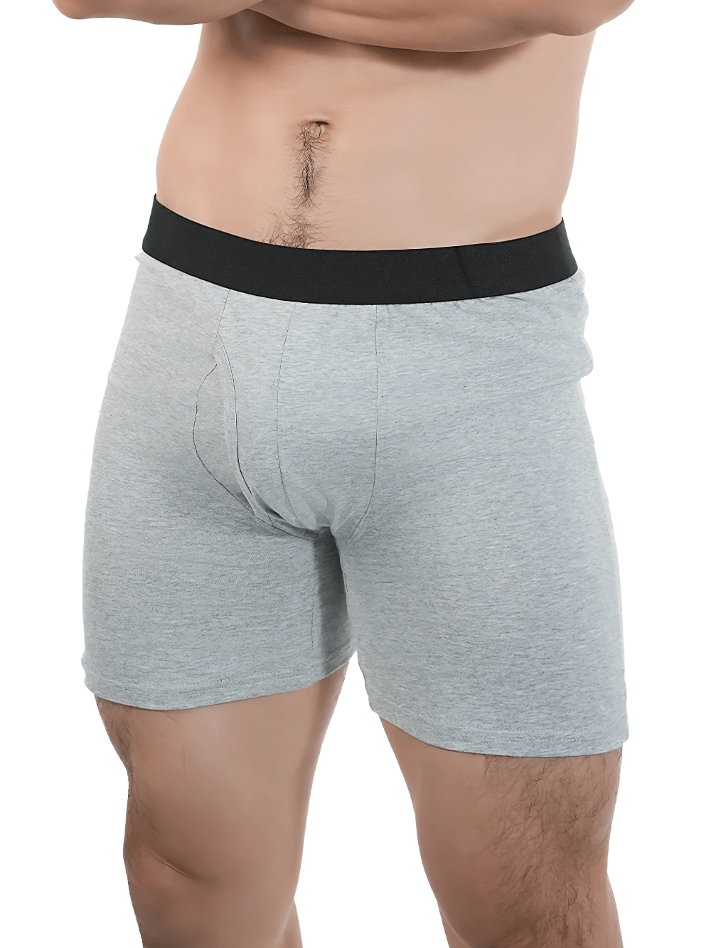 Long Boxer Briefs with Stretch Cotton Fit - SF4709 in light gray on a male model showcasing comfort and style.