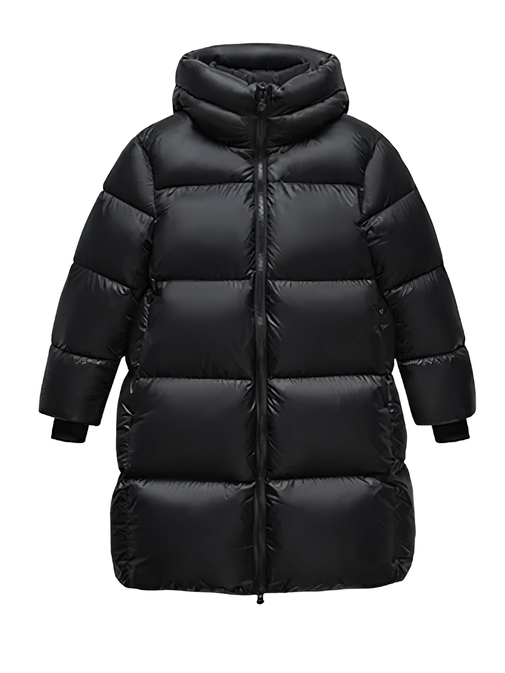 Children's Long Down Jacket with Windproof Hood Design - SF3512, black, puffer coat for winter weather, full-zip and waterproof