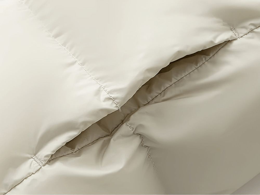 Close-up of pocket on Long Down Jacket with Windproof Hood Design - SF3512, showcasing waterproof and windproof fabric.