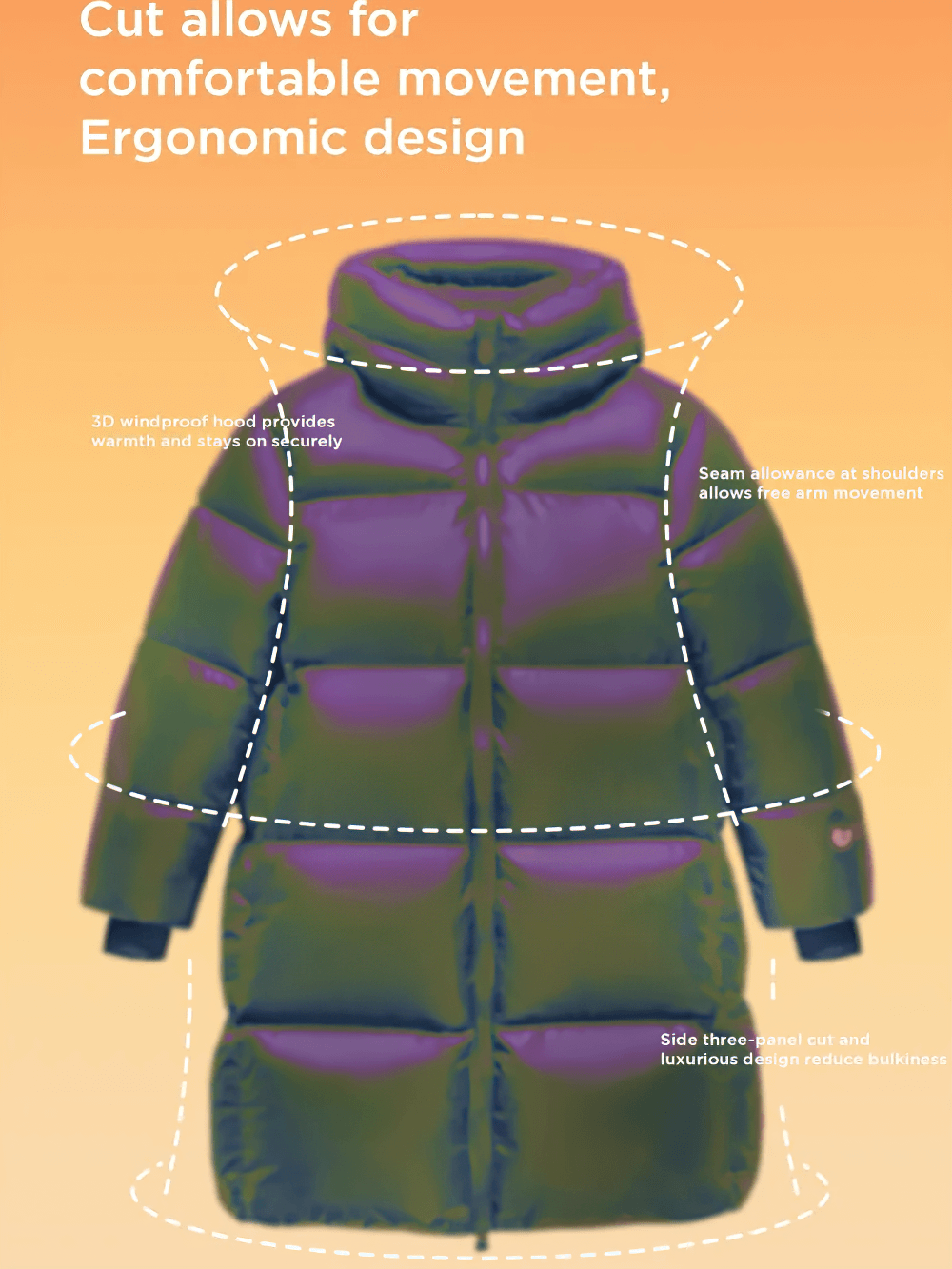 Children's Long Down Jacket with Windproof Hood Design - SF3512, ergonomic and warm winter coat with waterproof fabric.