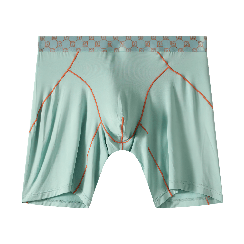 Long Leg Trunk Underwear with Contrast Seams - SF4749 in mint green with sporty orange seams.