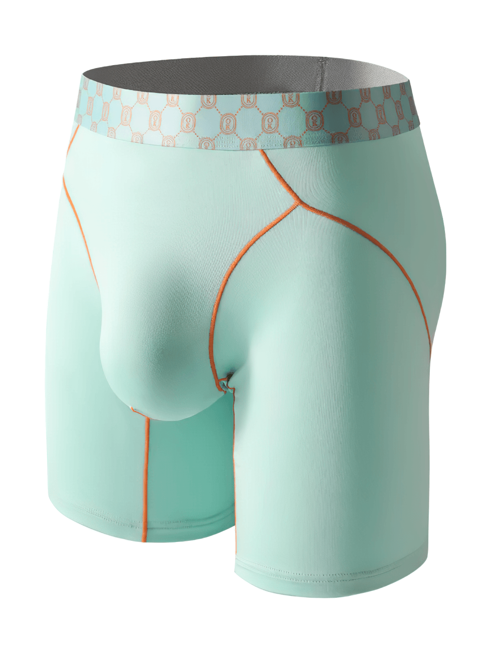 Long Leg Trunk Underwear with Contrast Seams - SF4749 in mint green with sporty design and U convex pouch.
