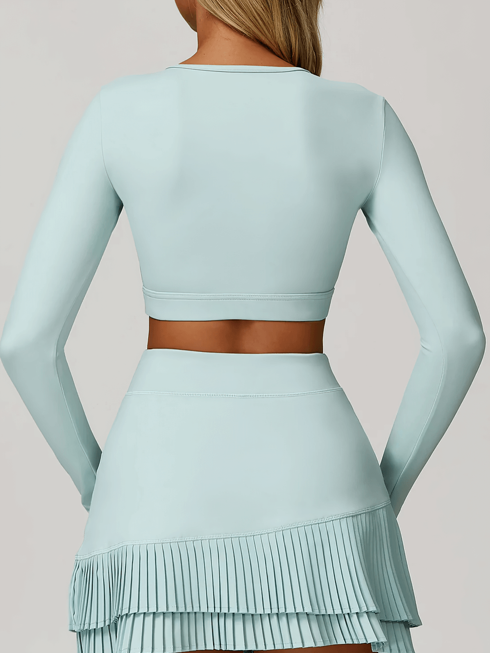 Alt Tag: Long Sleeve Cutout Yoga Crop Top for Women's - SF4384 back view, quick-dry long sleeve athleisure top