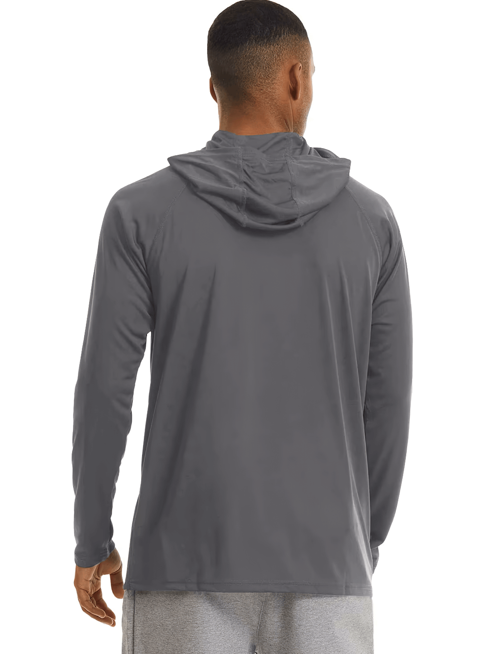 Men's long-sleeve hooded UV protection top for outdoor activities