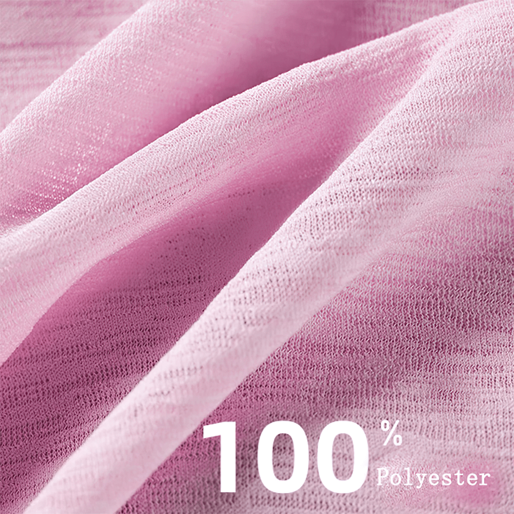 Close-up of pink 100% polyester fabric used in Long Sleeve Quick Dry Yoga Top for Women - SF4183, highlighting texture and color.