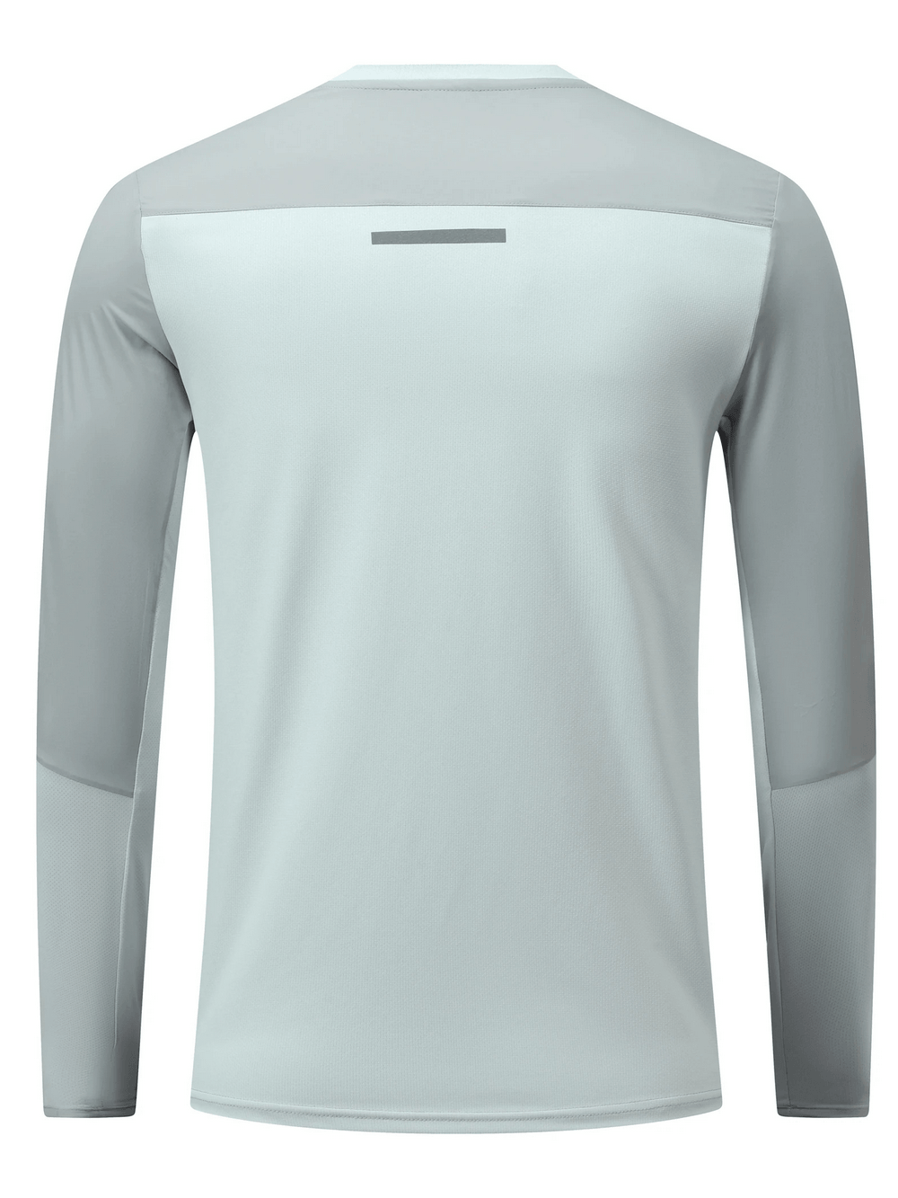Back view of Long Sleeve Running Shirt with Sport Panels - SF4638 in light grey, showcasing athletic design and thumbhole cuffs.