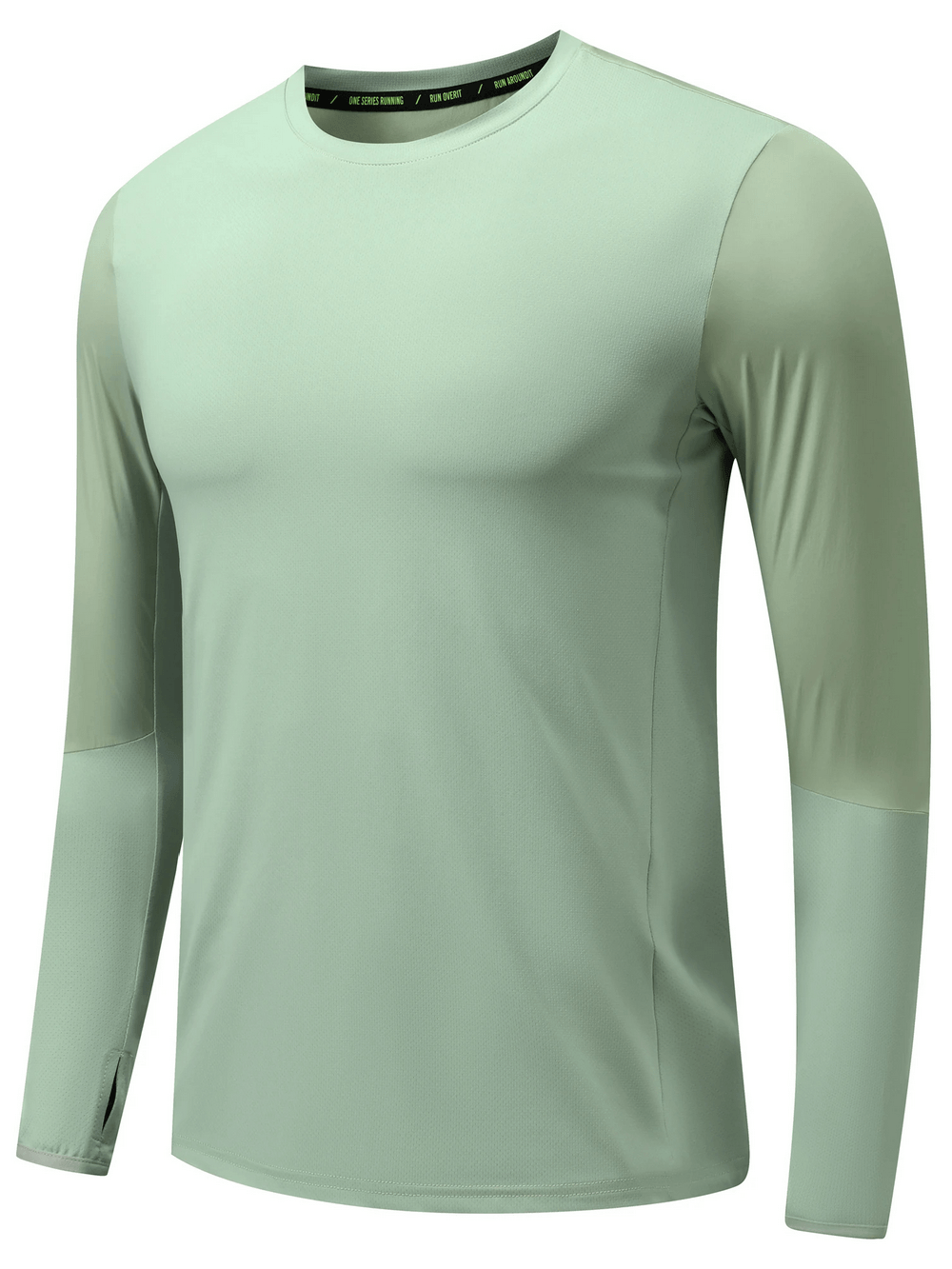 Long Sleeve Running Shirt with Sport Panels - SF4638 in mint green color, designed for athletic performance and comfort.