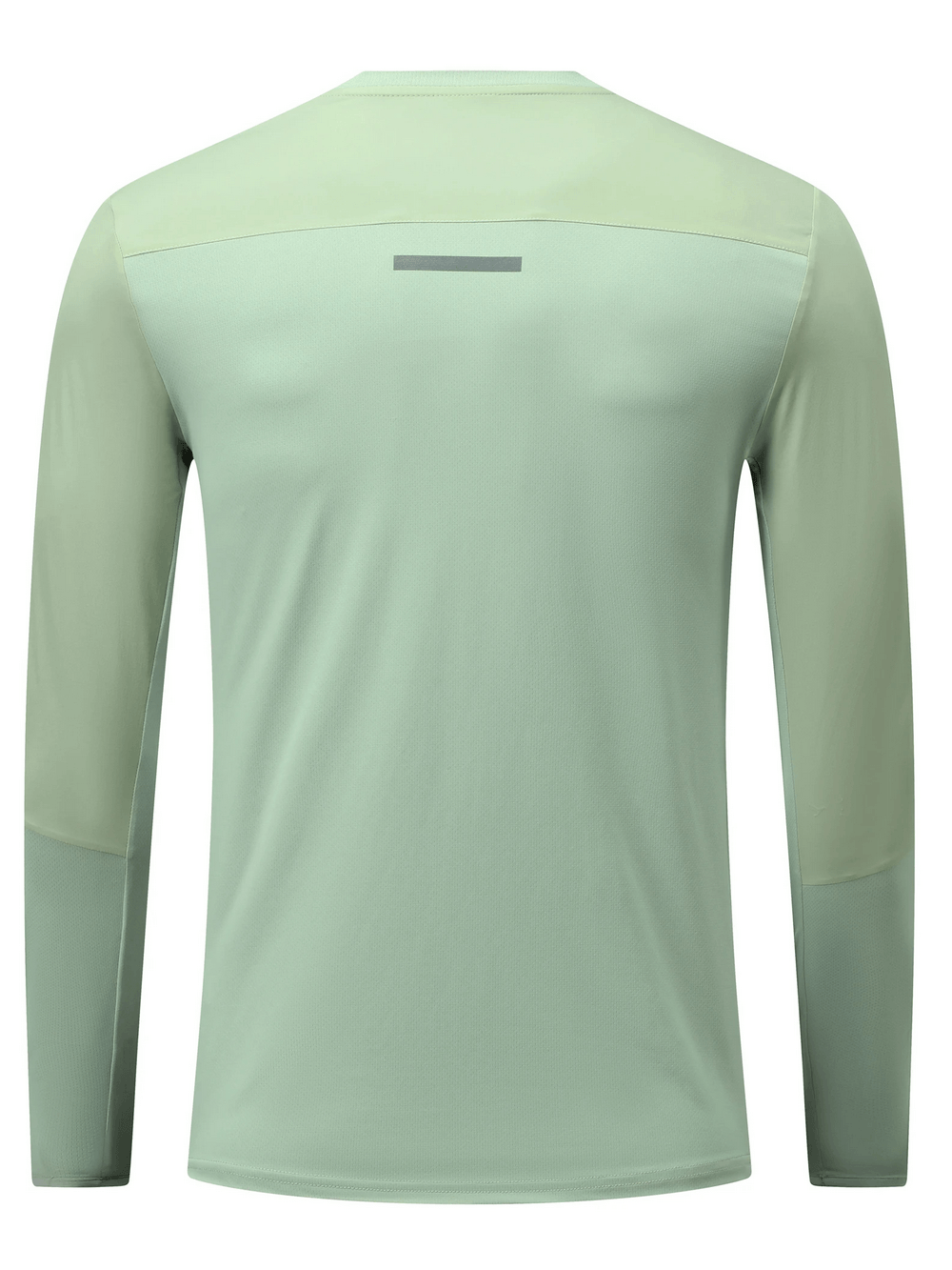 Back view of Long Sleeve Running Shirt with Sport Panels - SF4638 in light green color.