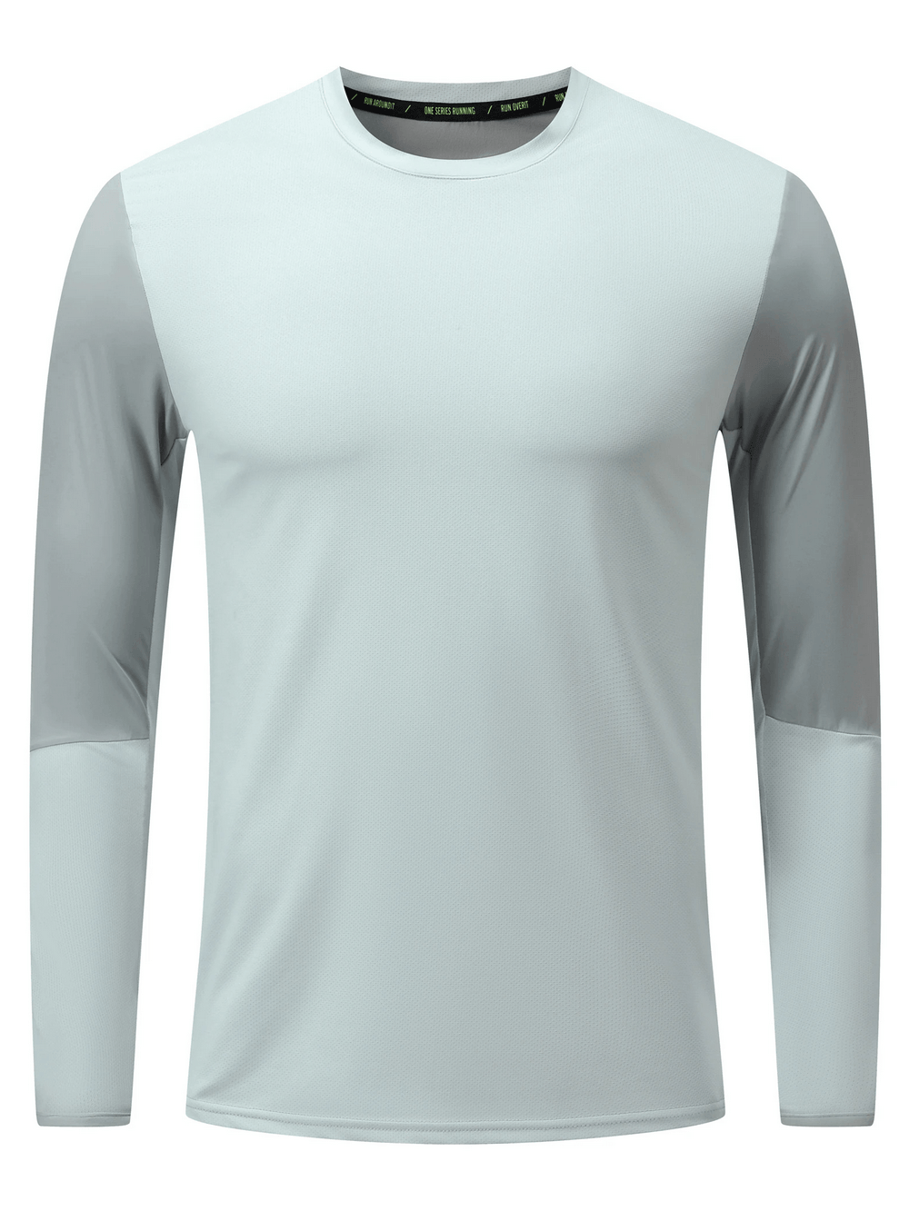 Long Sleeve Running Shirt with Sport Panels - SF4638 in light gray, featuring contrast sleeves and a crew neck for active wear.