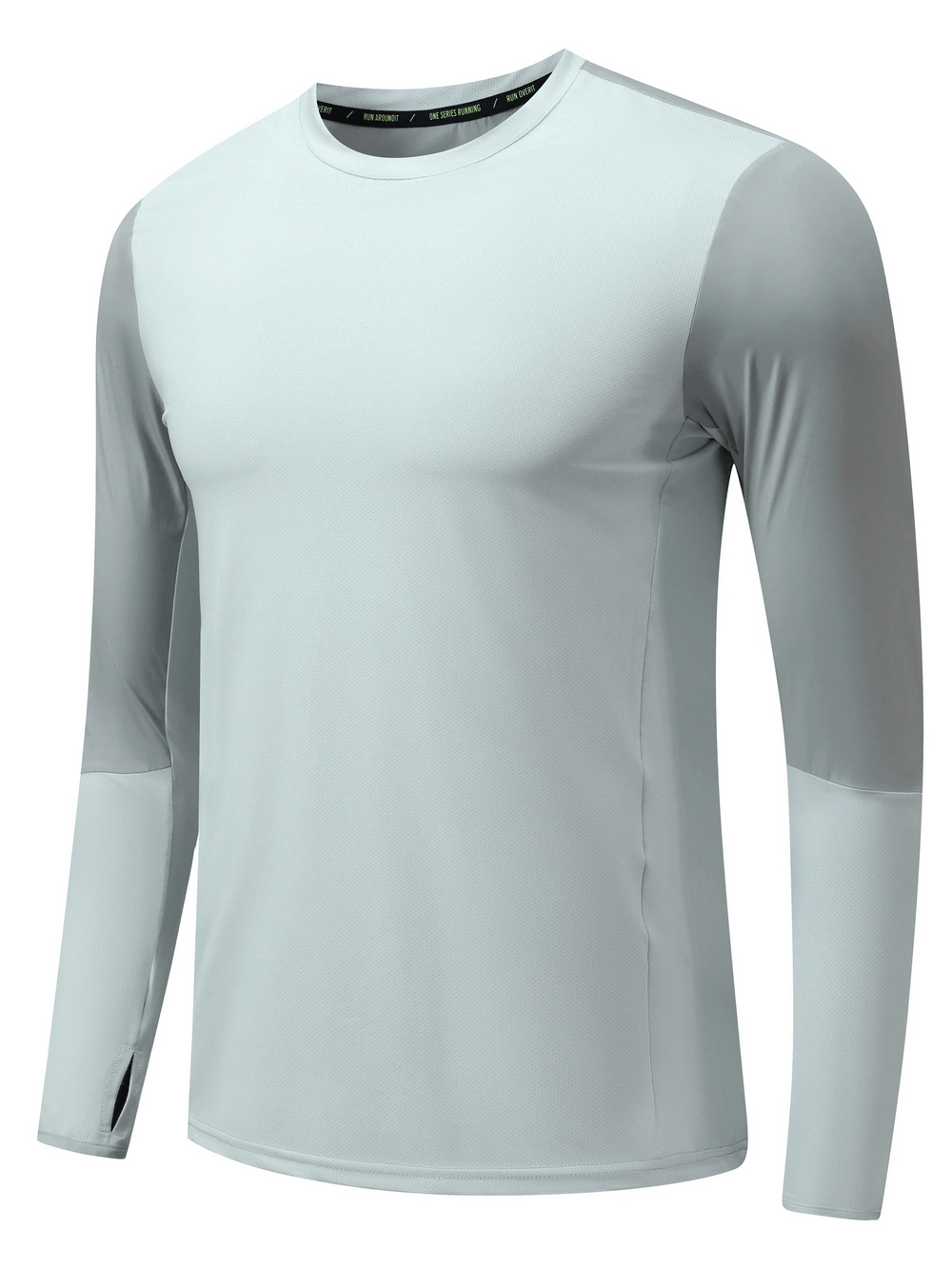Long Sleeve Running Shirt with Sport Panels - SF4638 in light gray color, perfect for athletic activities and training.