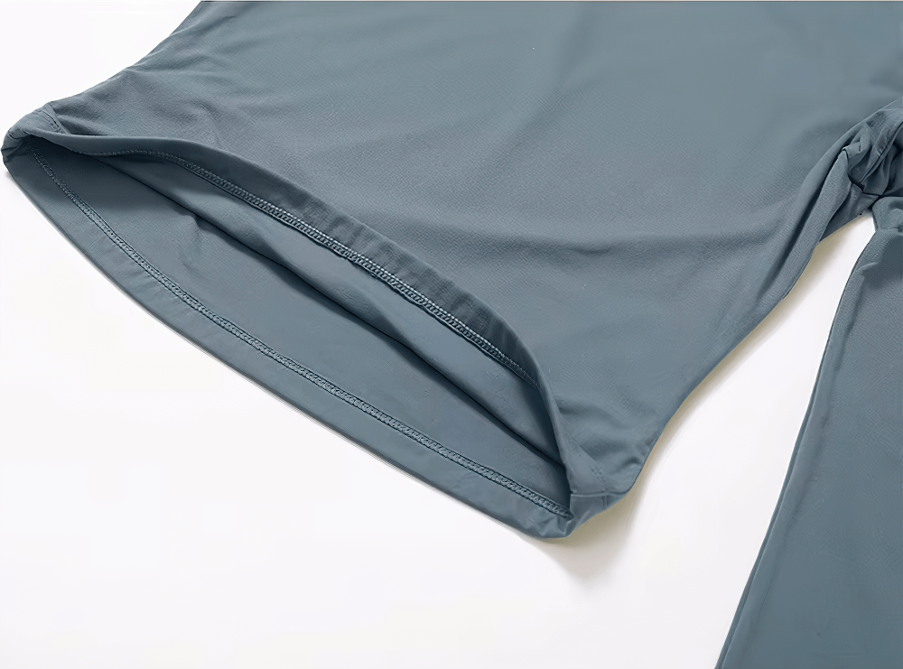 Long sleeve sports crop top, breathable nylon spandex blend, shown in close-up. Perfect for yoga and fitness with anti-pilling features.