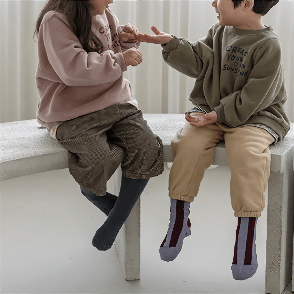 Kids wearing Long-Sleeved Sweatshirt With Letter Print - SF3555, enjoying cozy moments with stylish 'Create Your Own Sunshine' design.