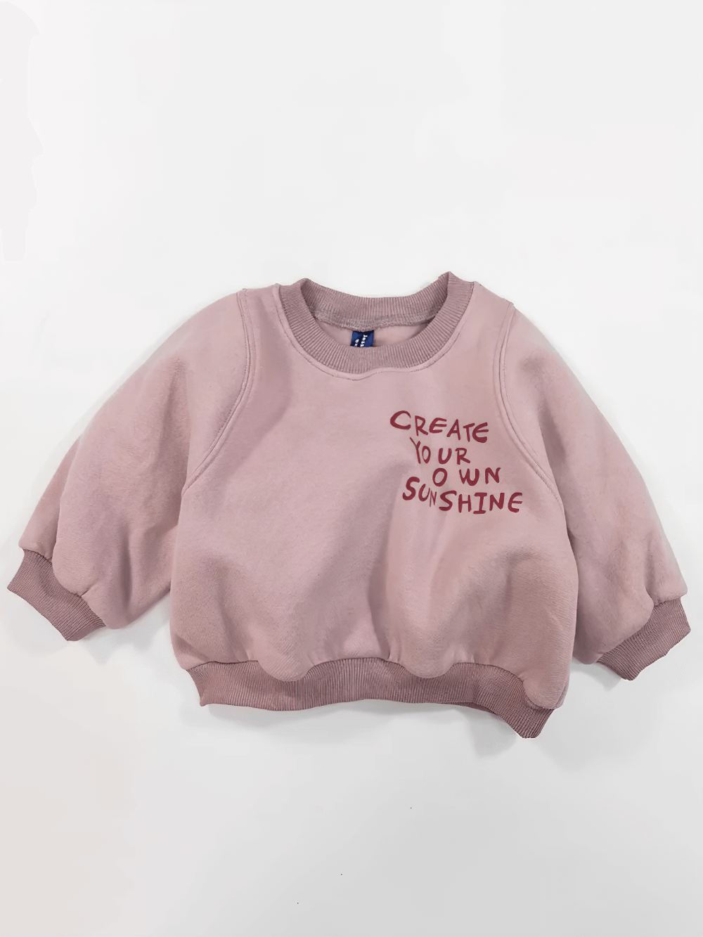 Kids Long-Sleeved Sweatshirt With Letter Print - SF3555, "Create Your Own Sunshine" design, cozy fleece fabric, ideal for comfort.