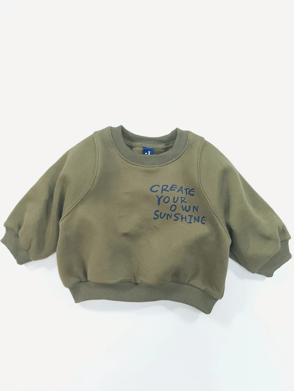 Kids Long-Sleeved Sweatshirt With Letter Print - SF3555, featuring 'Create Your Own Sunshine' design, cozy fleece fabric.