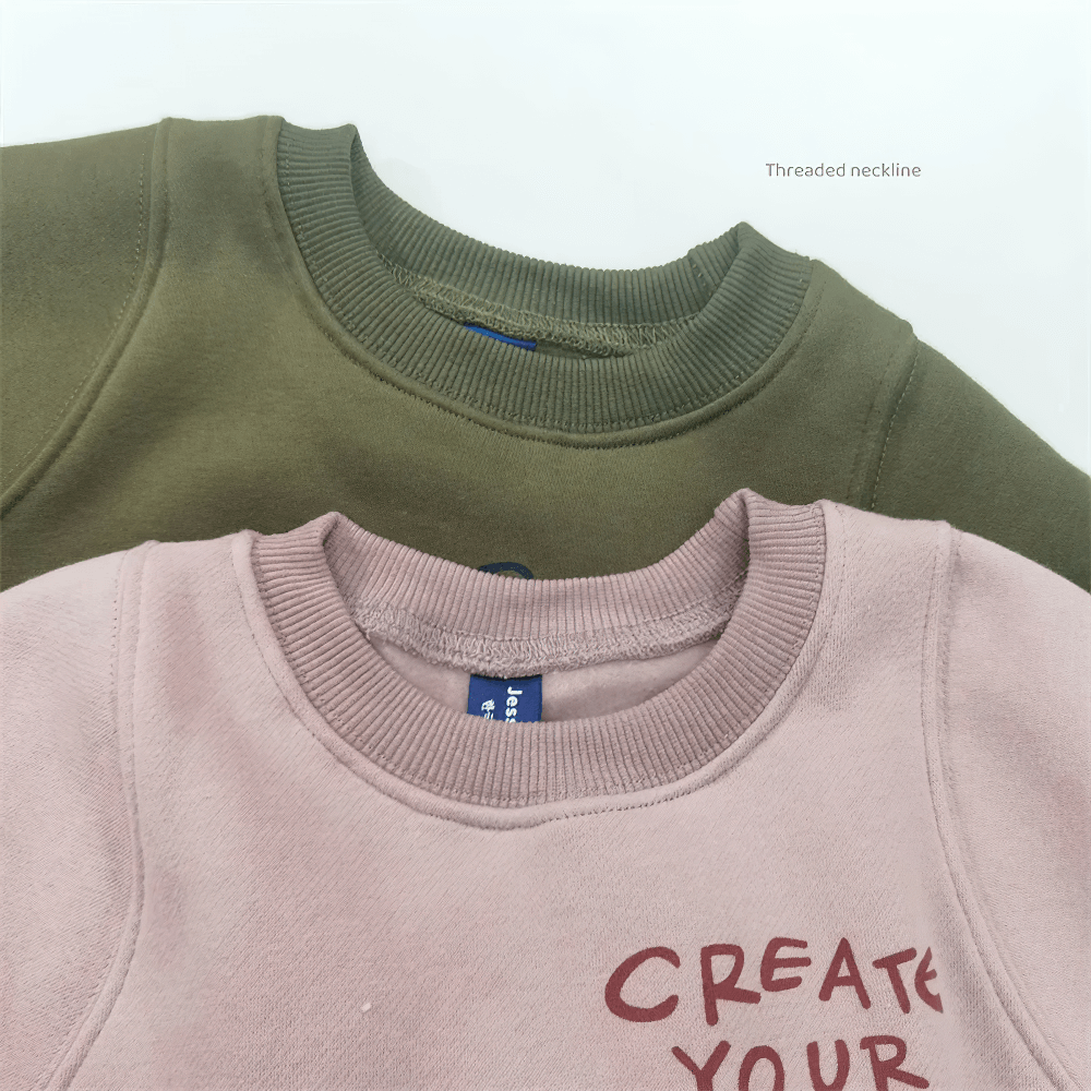 Two comfy Long-Sleeved Sweatshirt With Letter Print - SF3555 sweaters, showcasing stylish designs and cozy fleece fabric.