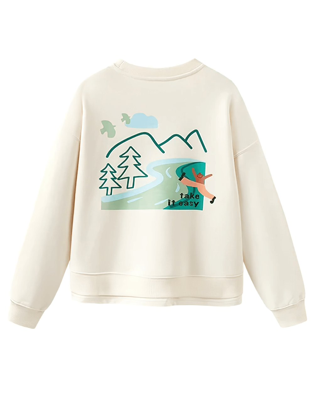 Trendy kids' sweatshirt with "Take it Easy" mountain design, perfect for adventurous spirits. Soft fabric, ideal for everyday fun wear.
