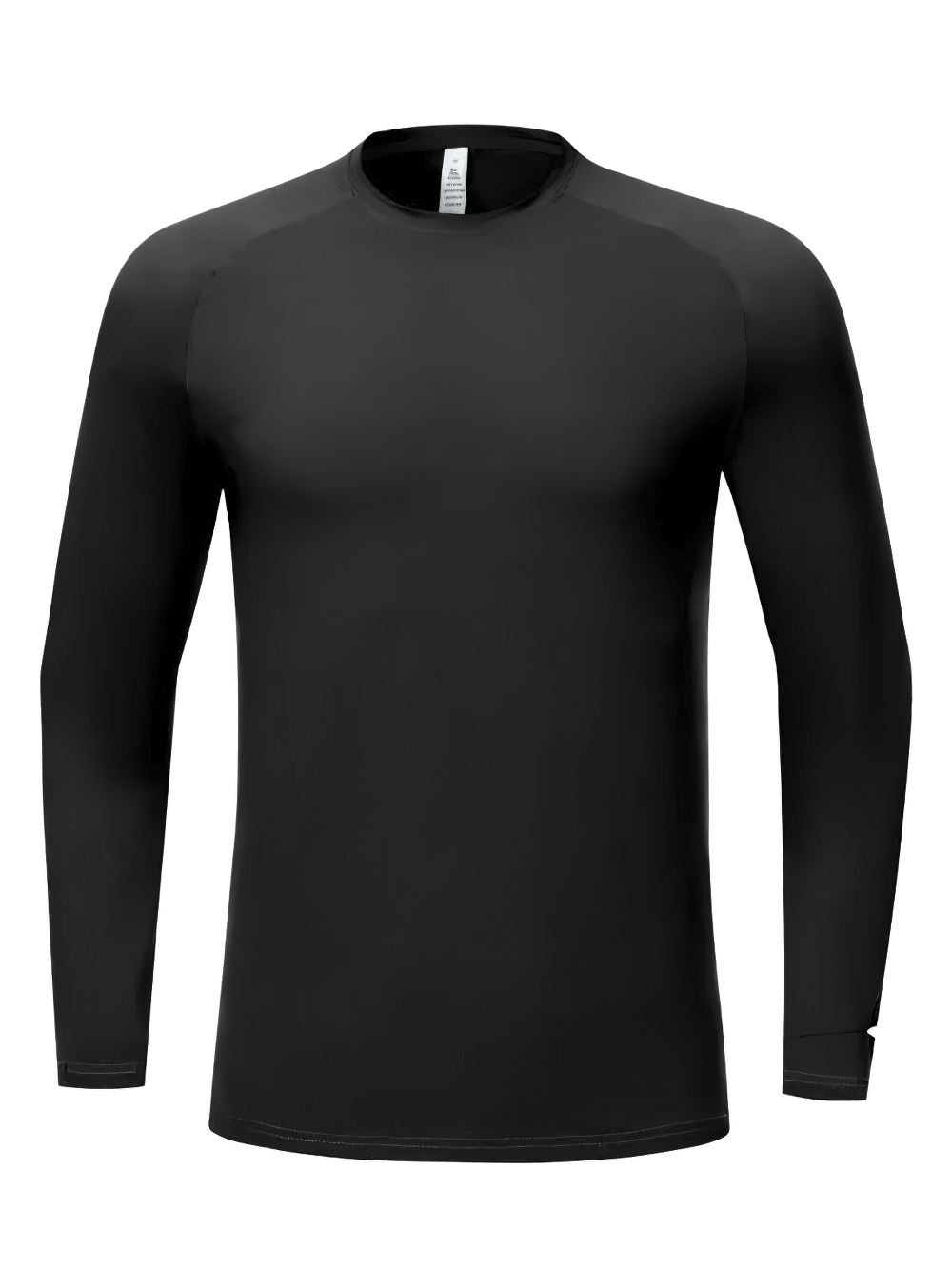 Long-Sleeved Workout Top with Watch Opening - SF4737 in black, perfect for athletic training and outdoor sessions.