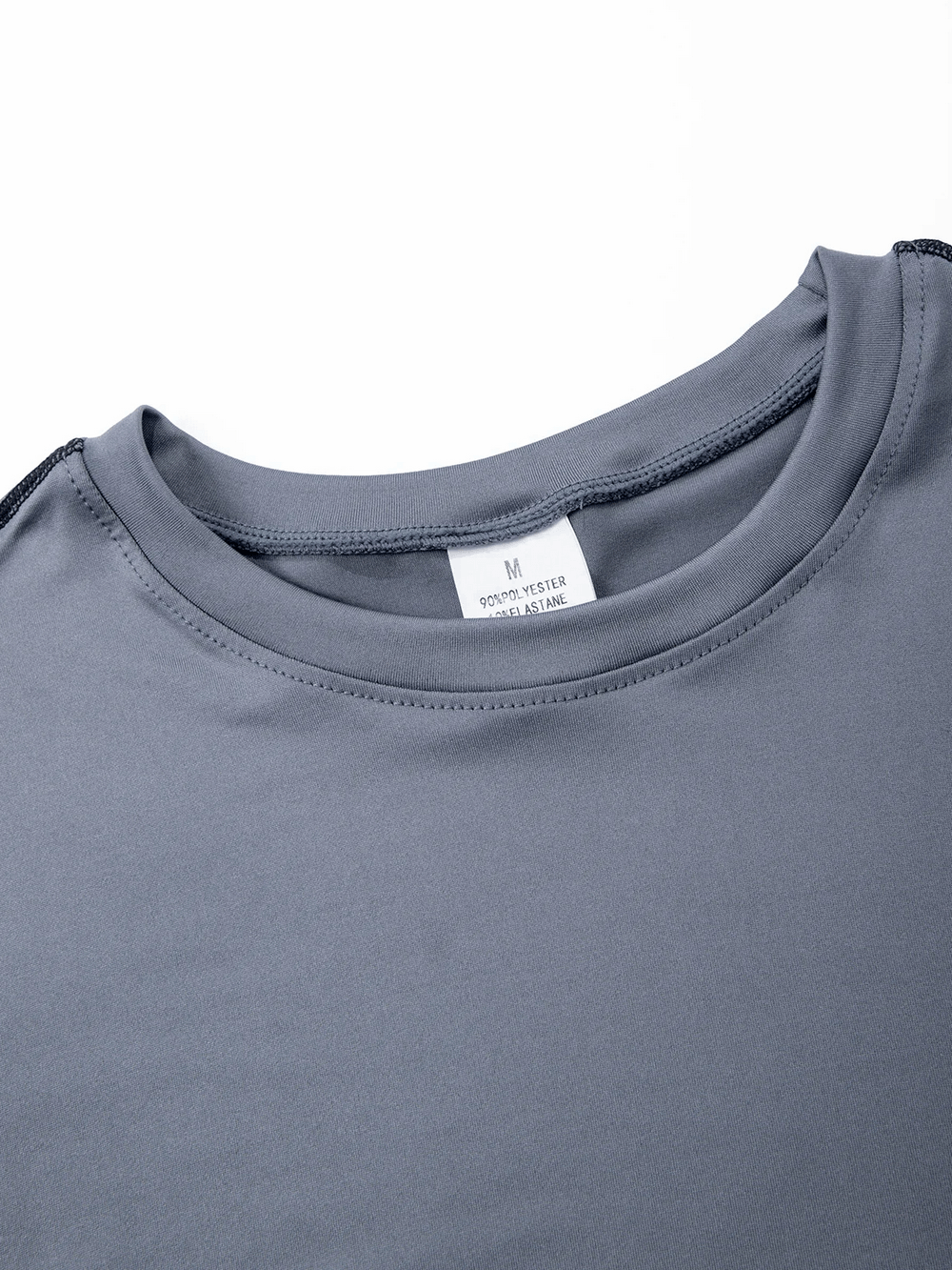 Long Sleeves Athletic Compression Top with Color Block - SF4588 close-up of collar and fabric detailing
