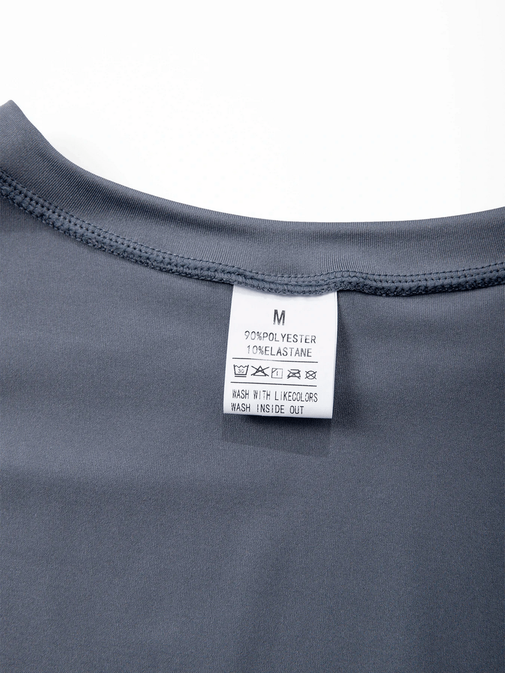 Long Sleeves Athletic Compression Top with Color Block - SF4588 care label detail showing fabric content.