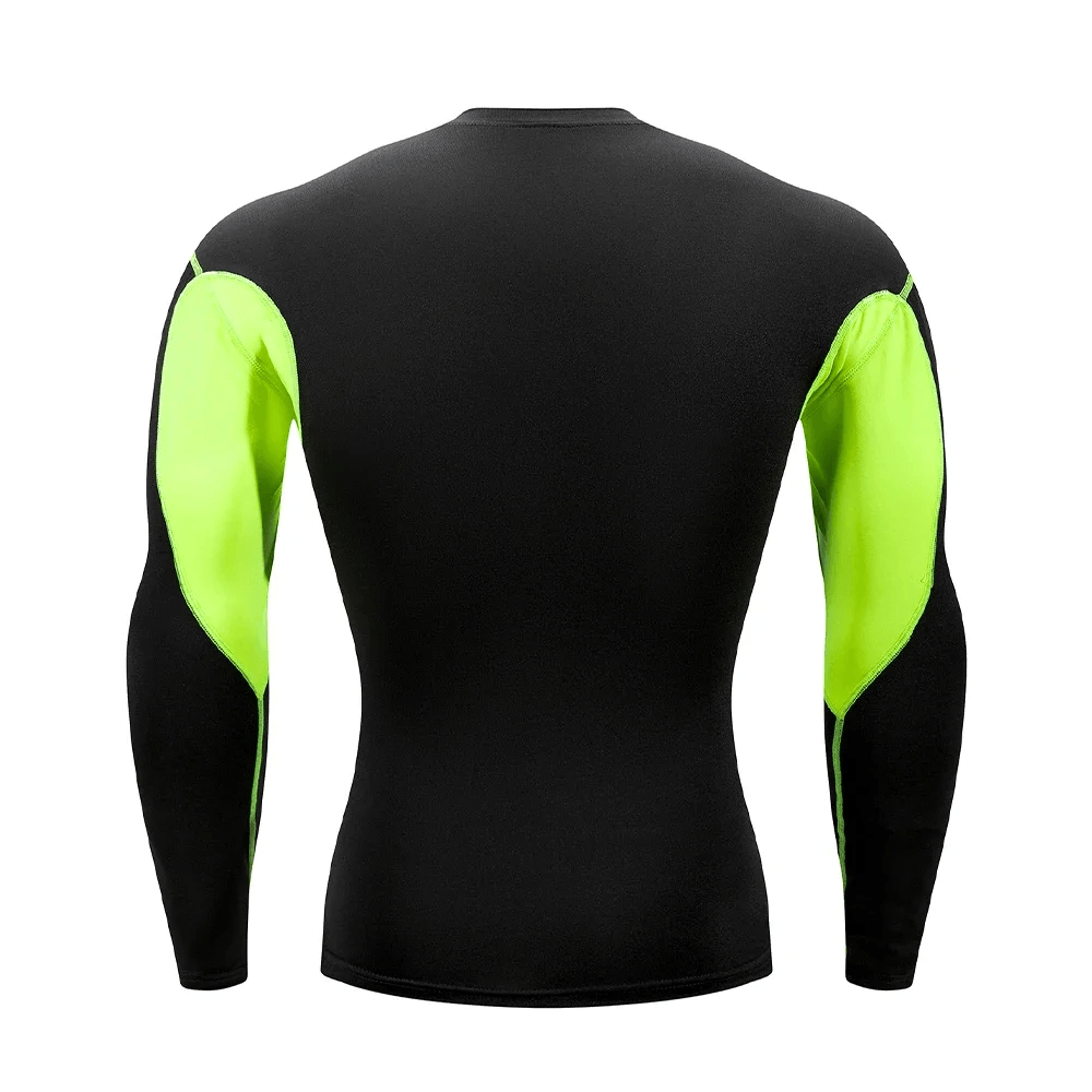 Long Sleeves Athletic Compression Top with Color Block - SF4588 showing a men's long sleeve design with contrast panels.