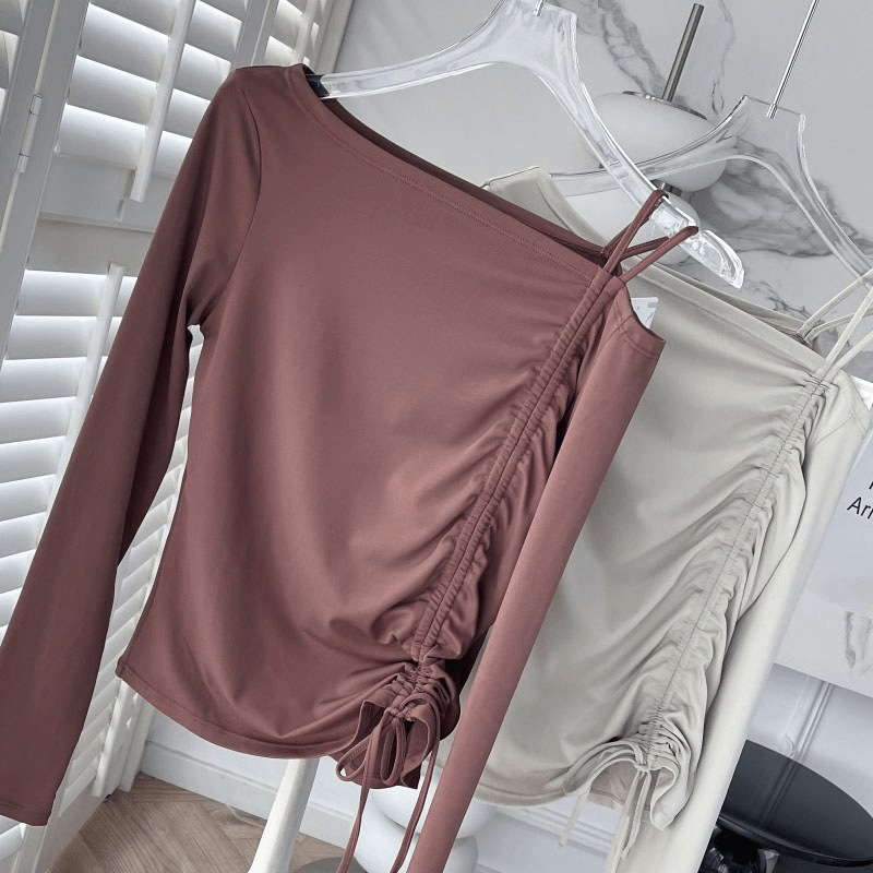 Long Sleeves Sports Slim Fit Top With Side Drawstring - SF1481