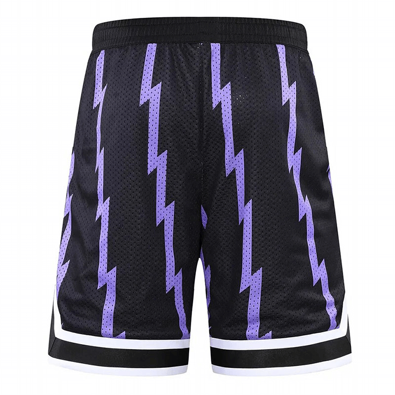 SF1632 loose breathable basketball shorts with purple lightning print, perfect for gym and sports activities, stylish and comfy.