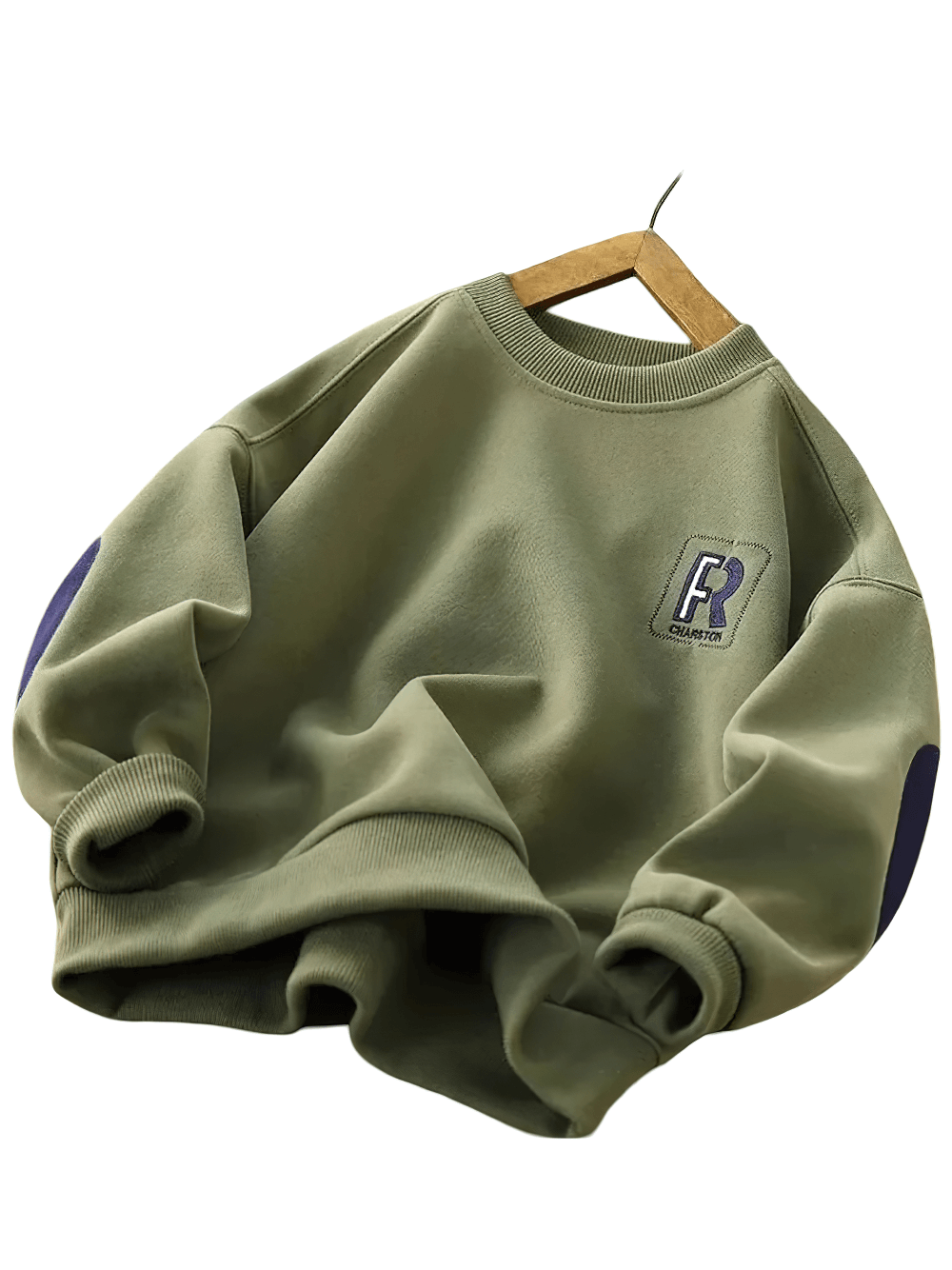 Loose cotton pullover with contrast elbow patches, stylish and comfortable for casual everyday wear, perfect for lounging, SF3104.