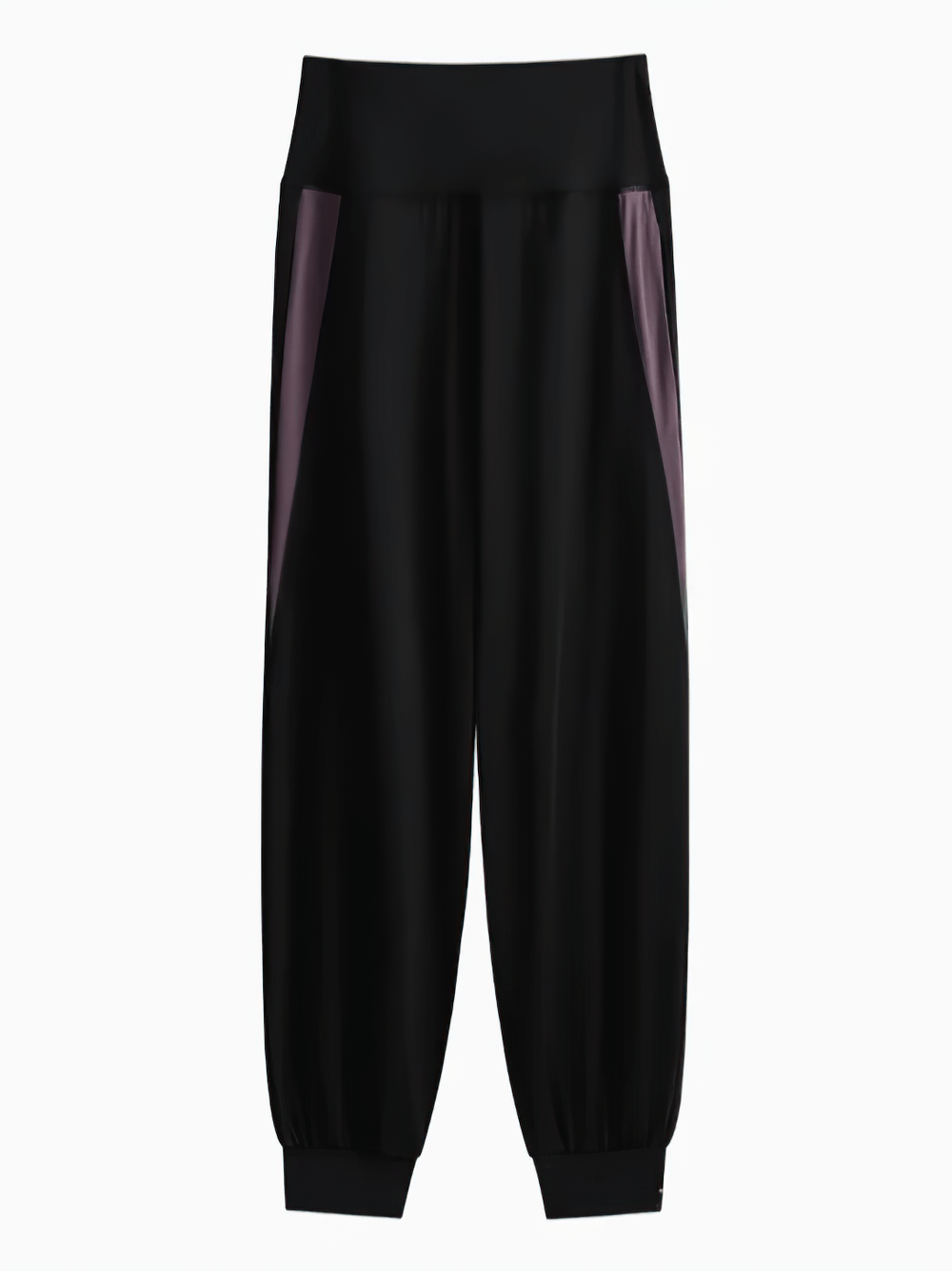 Alt Tag: Loose Fit Running Jogger Pants with Back Zip Pocket - SF4348 black full-length running pants with reflective side panels and rib cuffs
