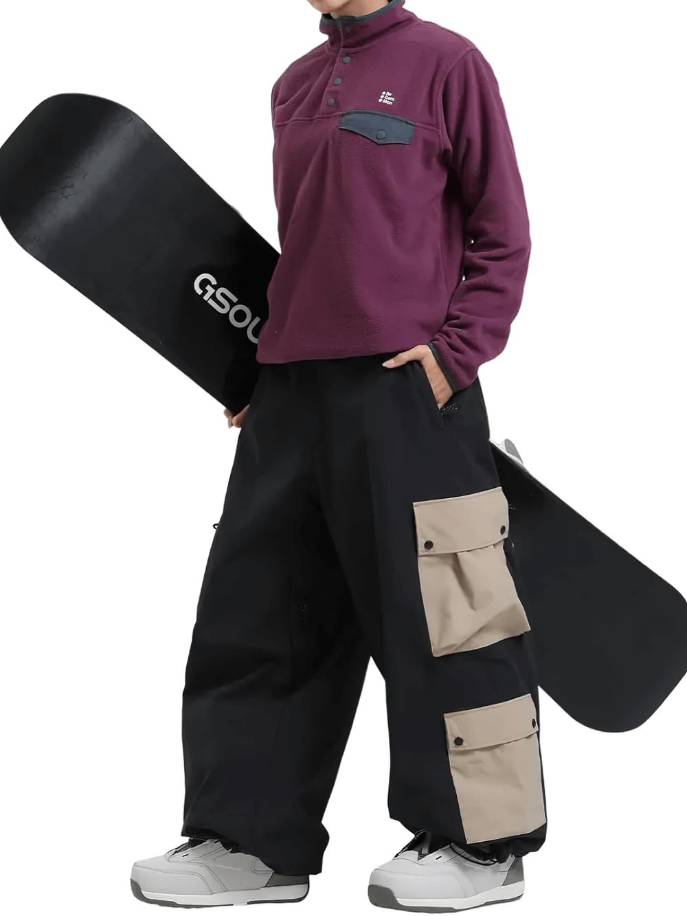 Loose Fit Snowboard Pants with Contrast Pockets - SF4275