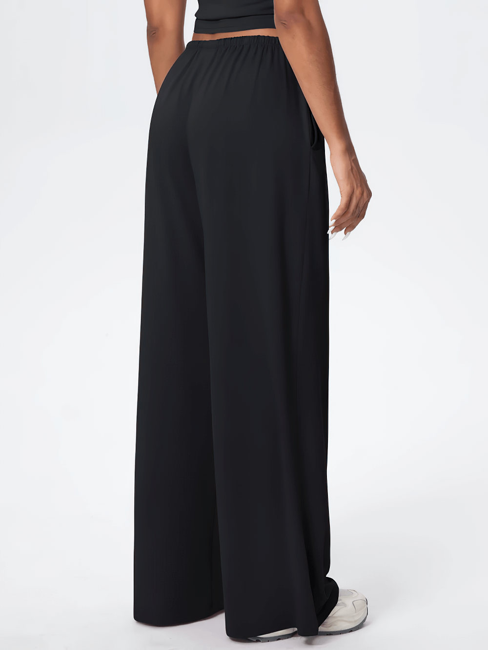 Alt Tag: Loose Full-Length Running Pants with Drawstring - SF4368 quick-dry wide-leg loose yoga pants with pockets, back view