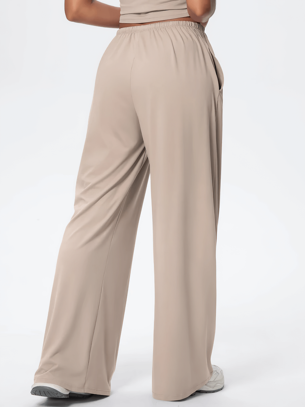 Alt Tag: Loose Full-Length Running Pants with Drawstring - SF4368 quick-dry wide-leg yoga pants with pockets, elastic waist drawstring