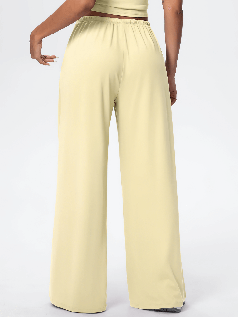 Alt Tag: Loose Full-Length Running Pants with Drawstring - SF4368 quick-dry wide leg yoga pants with pockets, full-length loose fit