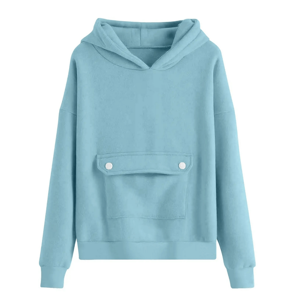 Loose Hoodie with Button Pocket and Long Sleeves - SF3879 for kids, featuring a soft hood and front button pocket ideal for casual wear.