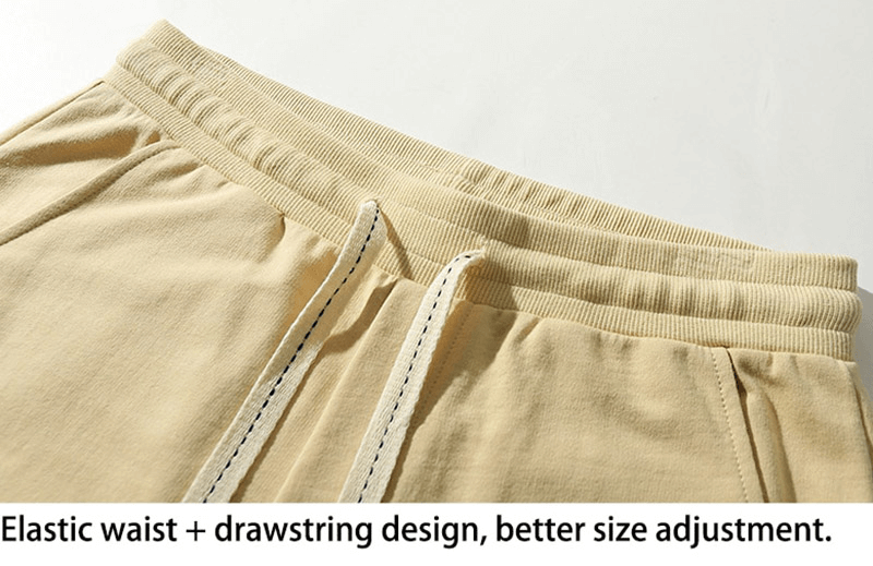 Elastic waist drawstring sports shorts for men offering adjustable fit and comfort.