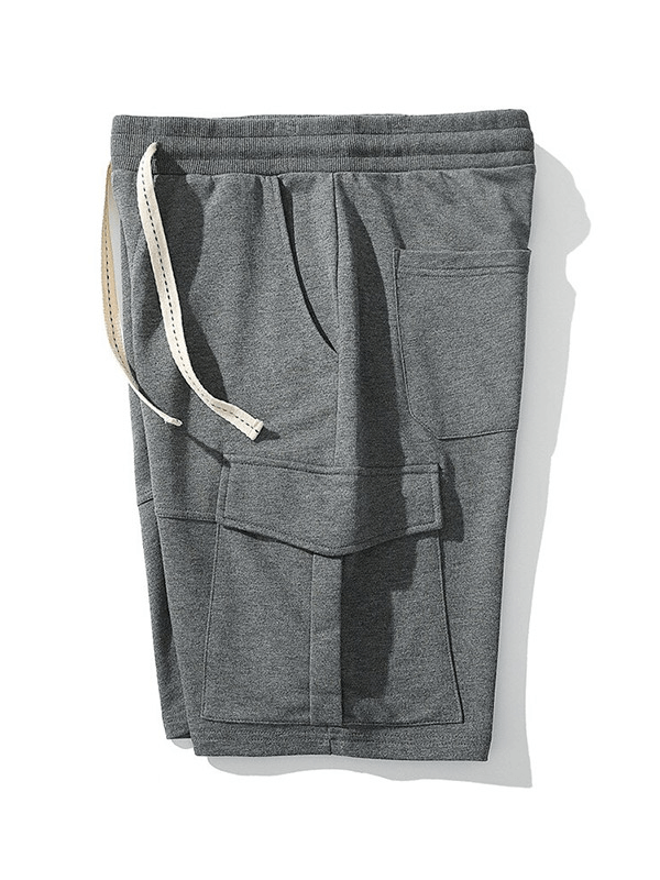 Gray multi-pocket breathable sports shorts for men with drawstring, ideal for the gym. Stylish and comfortable, model SF1278.
