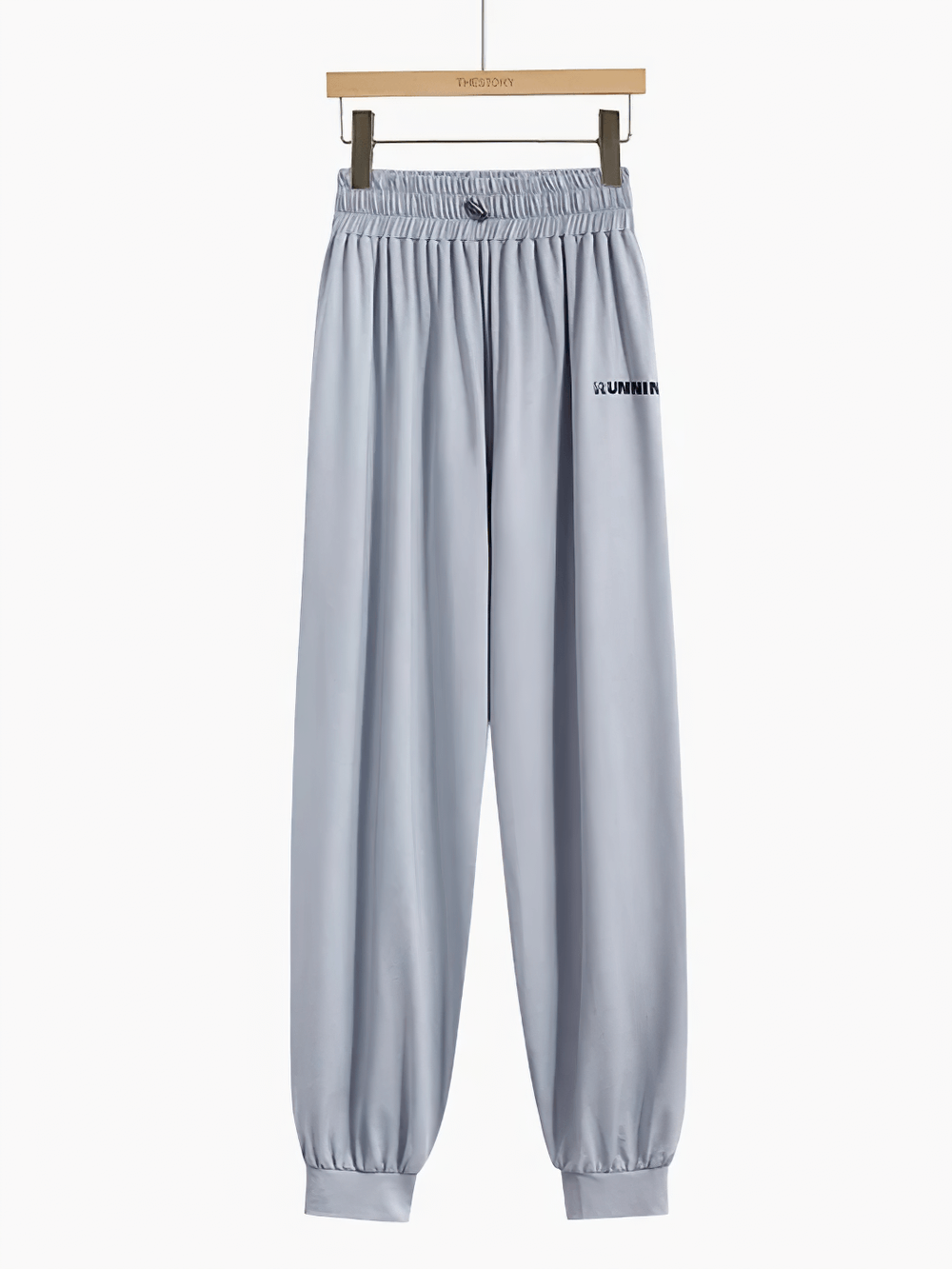 Alt Tag: Loose Quick Dry Running Pants with Elastic Waist - SF4350 light gray women’s breathable quick-dry track pants with tapered cuffs