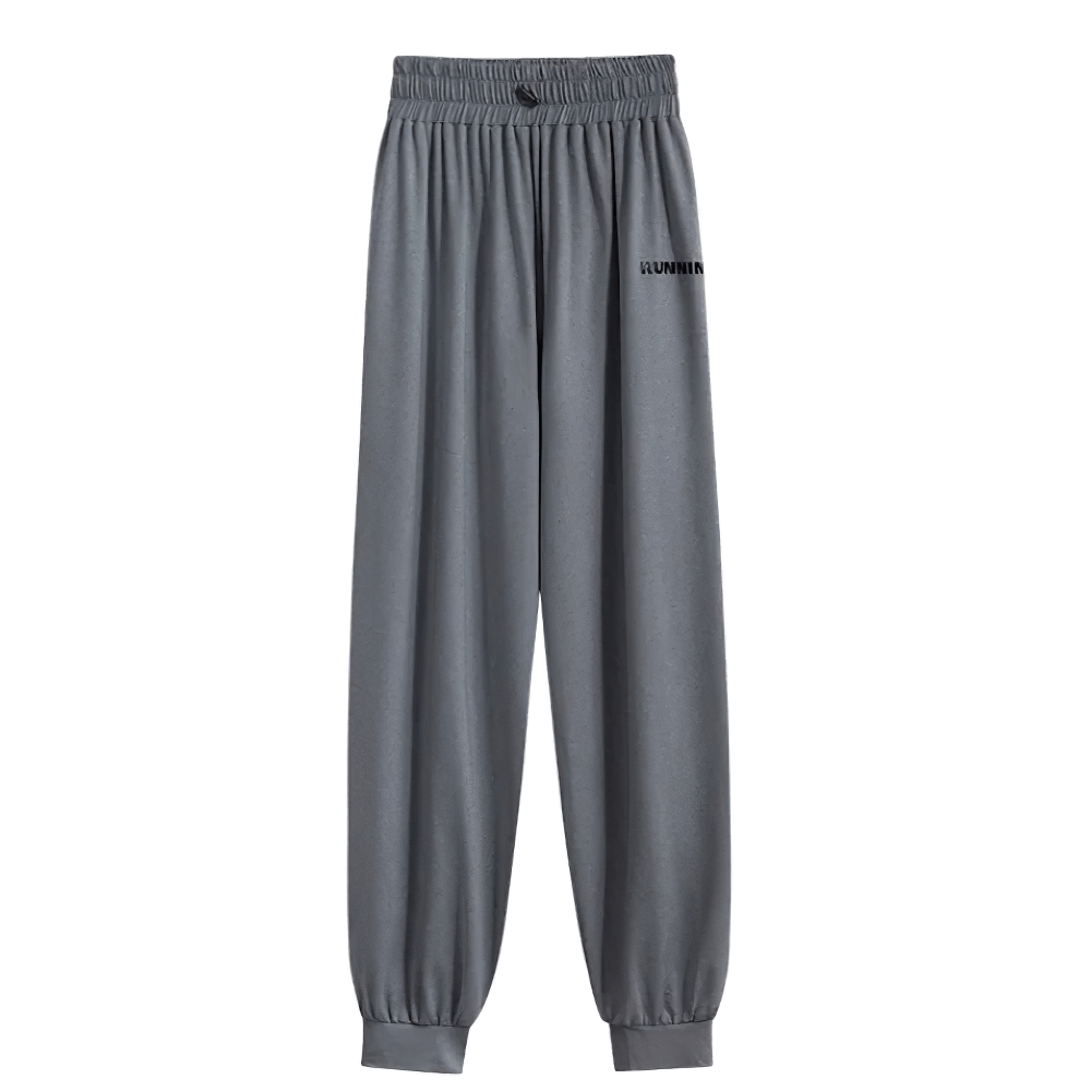 Alt Tag: Loose Quick Dry Running Pants with Elastic Waist - SF4350 light gray women’s breathable quick-dry track pants, elastic waist, tapered cuffs