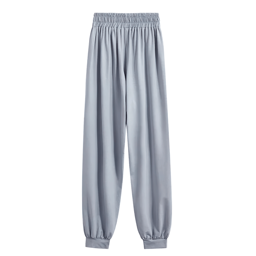 Alt Tag: Loose Quick Dry Running Pants with Elastic Waist - SF4350 light gray women’s breathable quick-dry track pants, elastic waist, tapered cuffs